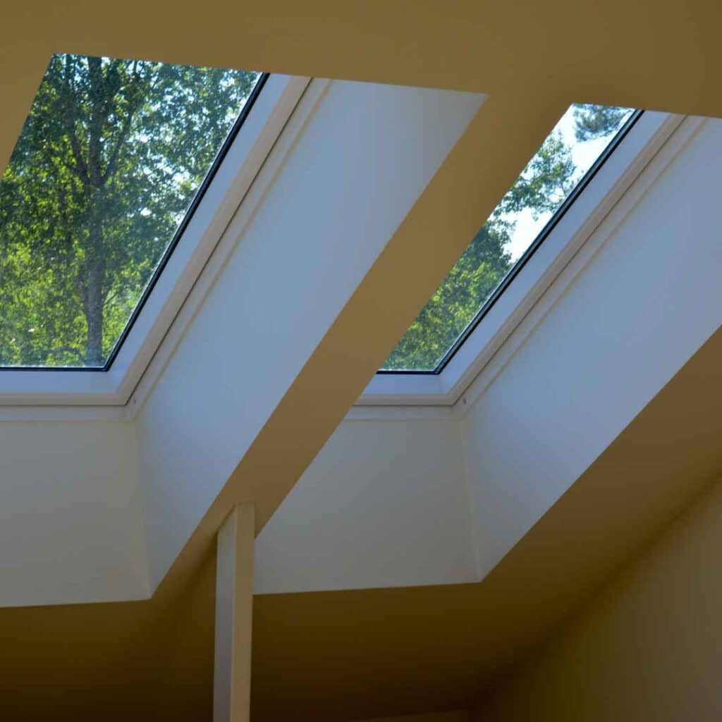 An eco-friendly and sustainable design idea that uses skylights to allow natural light